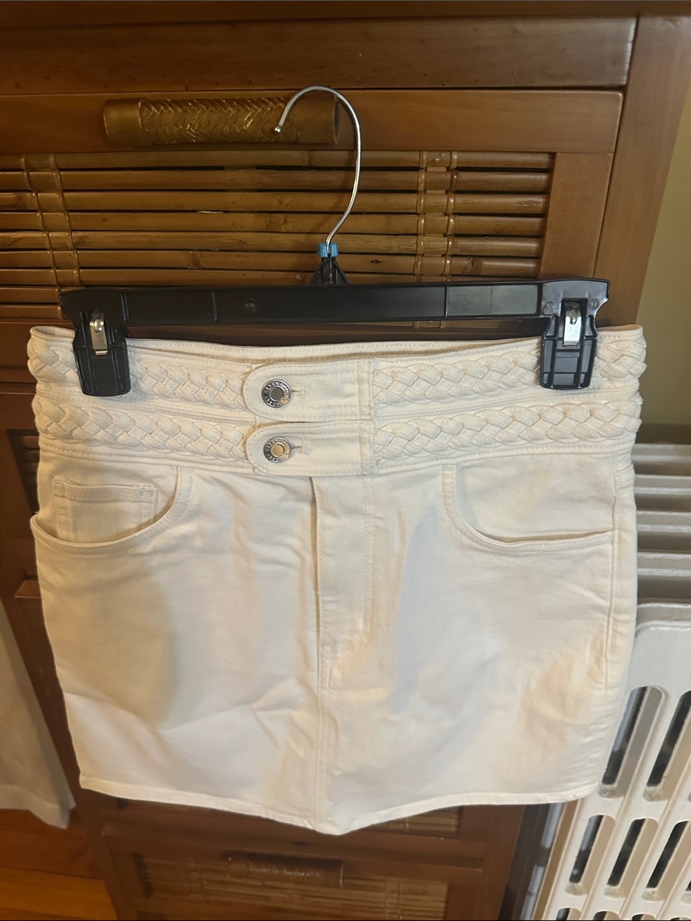 10 Crosby Derek Lam White Braided Waist Mini Skirt